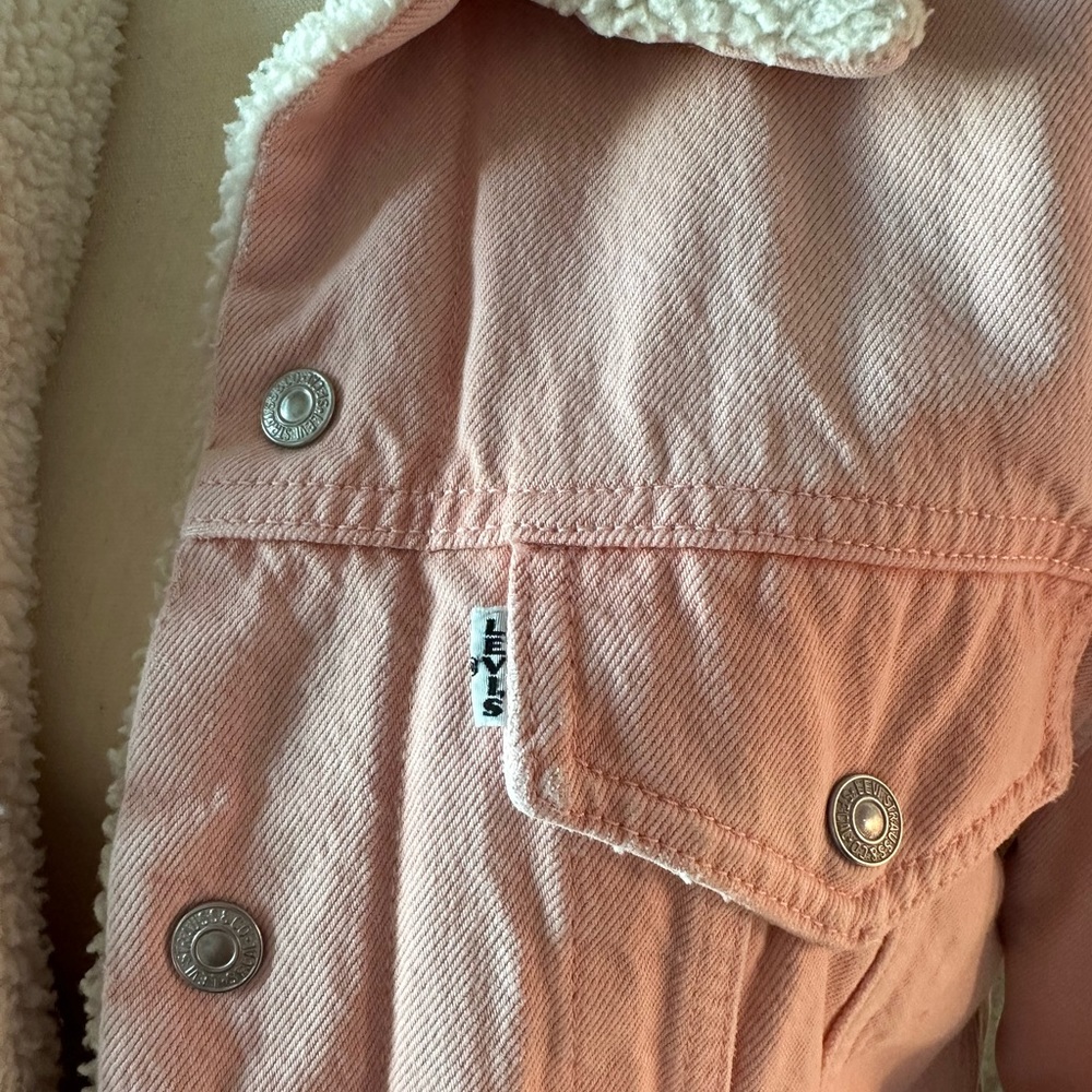 Levi’s Pink Denim Faux Shearling Jacket Gem